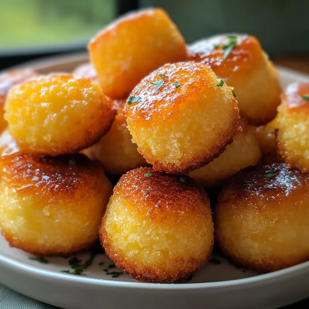 A plate of corn bread poppers.