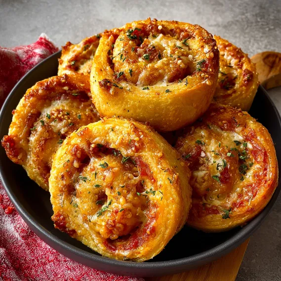 A plate of pizza rolls.