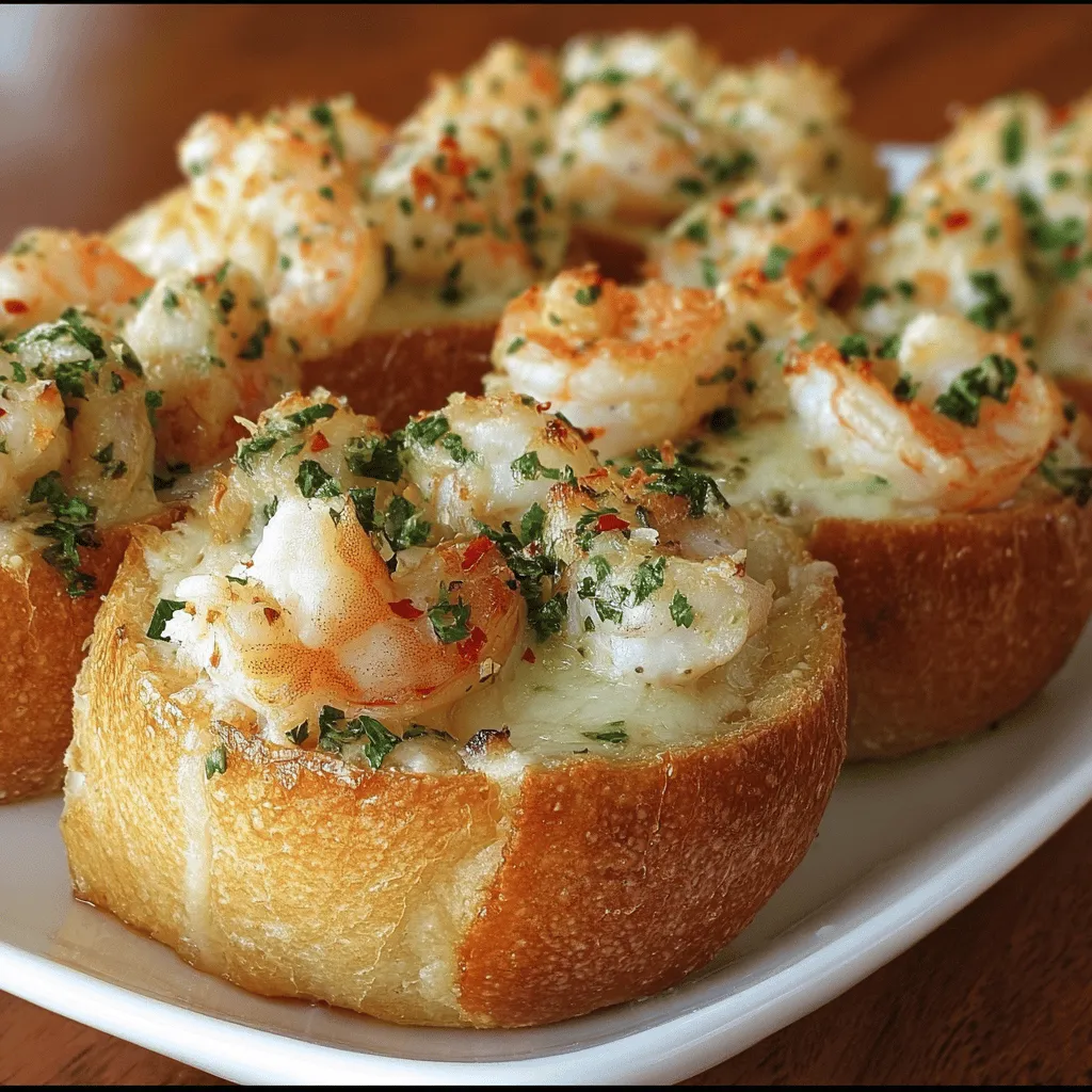 Crabby Shrimp Garlic Bread Bombs.