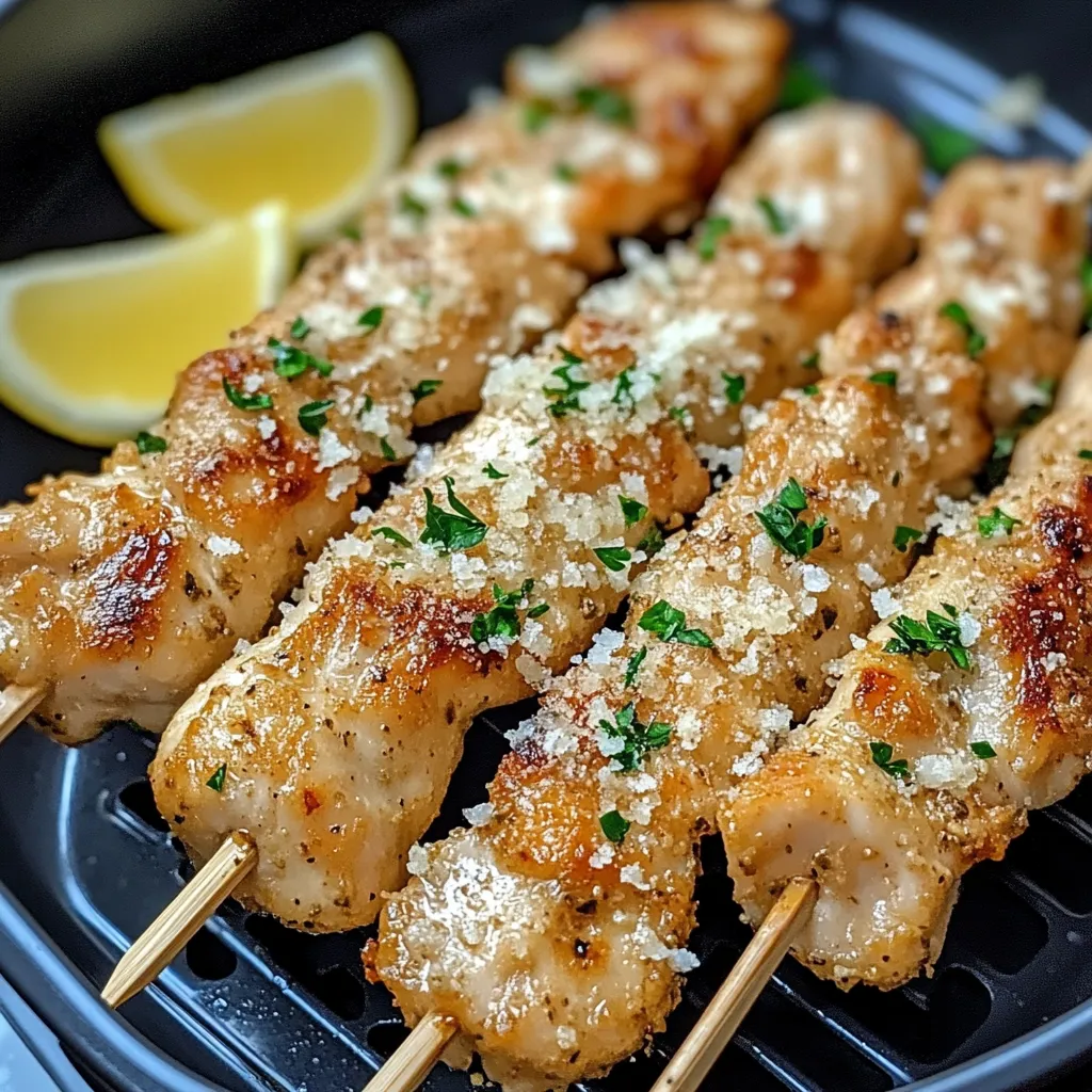 Air fryer garlic parmesan chicken skewers.