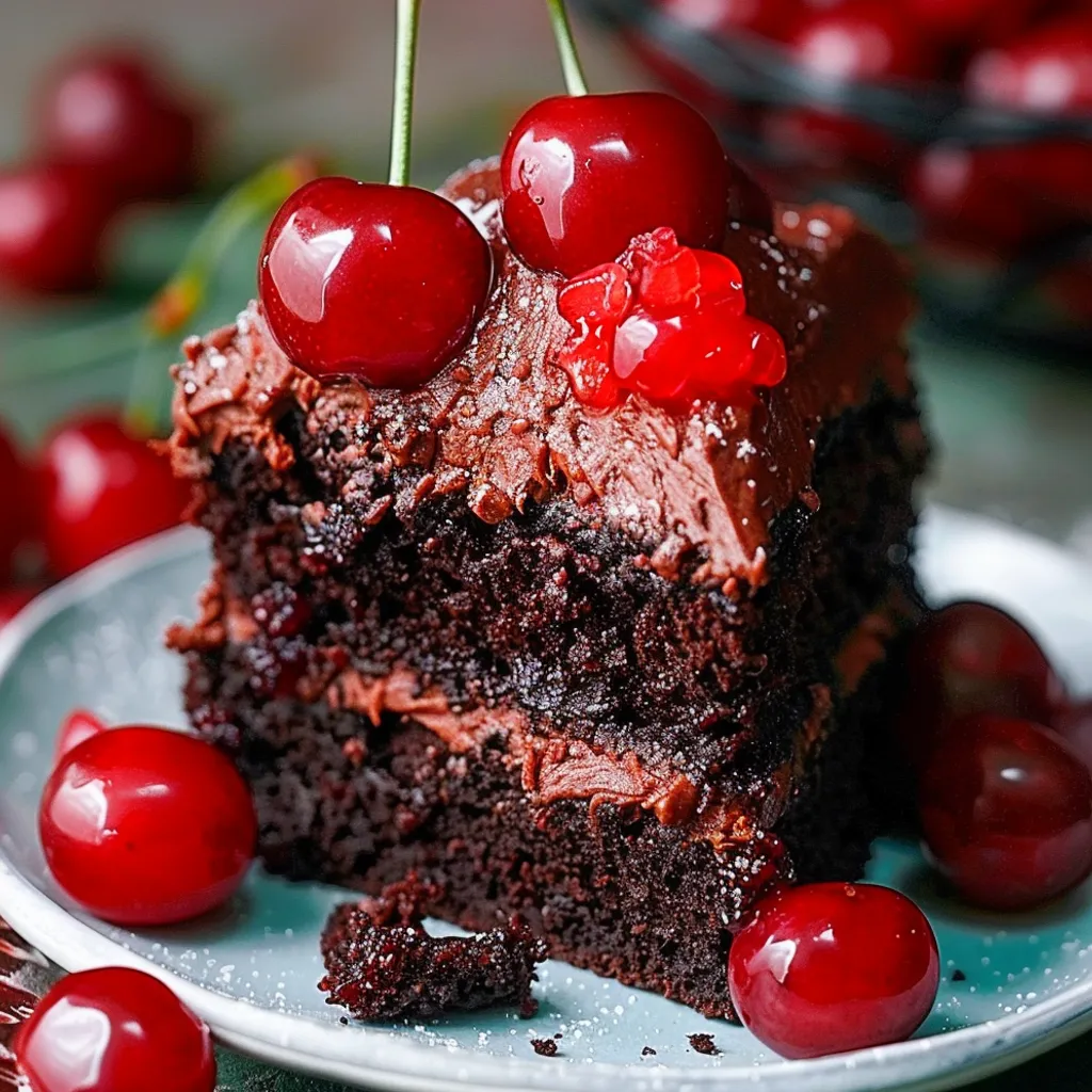 A slice of cherry Dr Pepper cake.