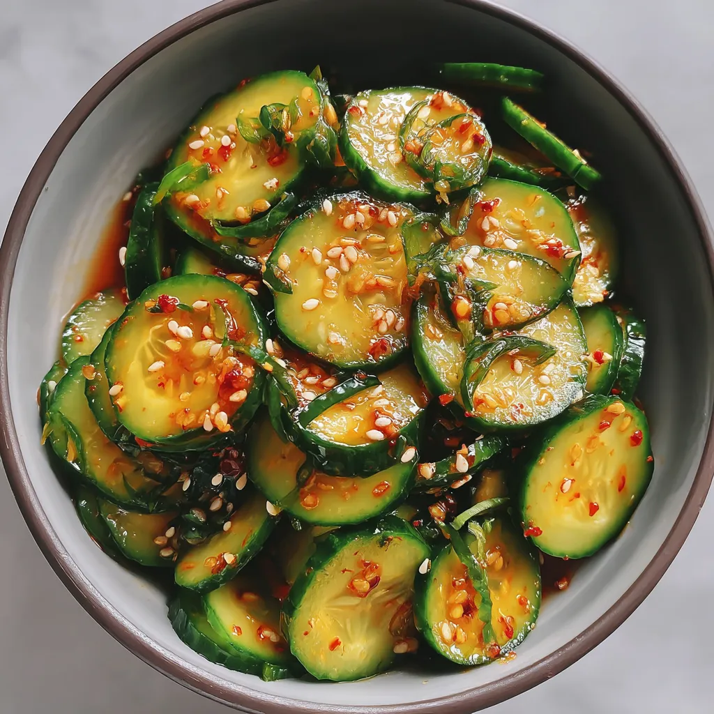 A bowl of Asian cucumber salad.