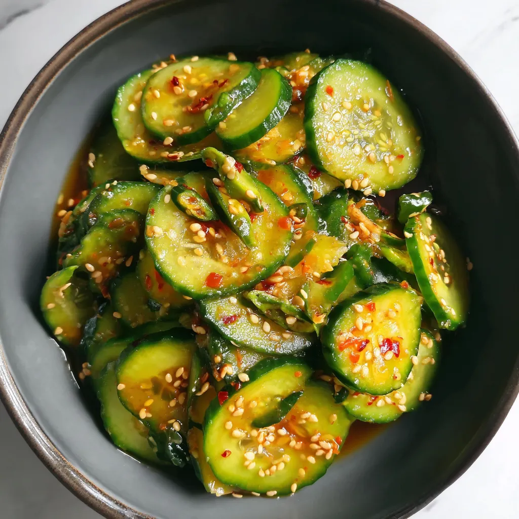 A bowl of Asian cucumber salad.