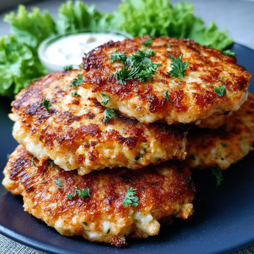 Crispy cheesy chicken ranch patties on a plate.