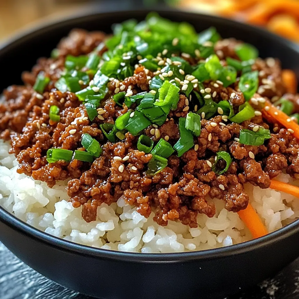 A bowl of Korean ground beef with green onions.