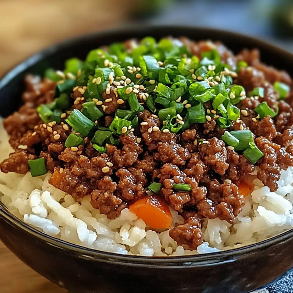 A bowl of Korean ground beef with green onions.