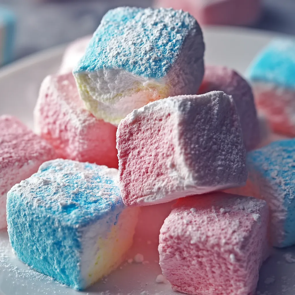 A plate of cotton candy marshmallows.