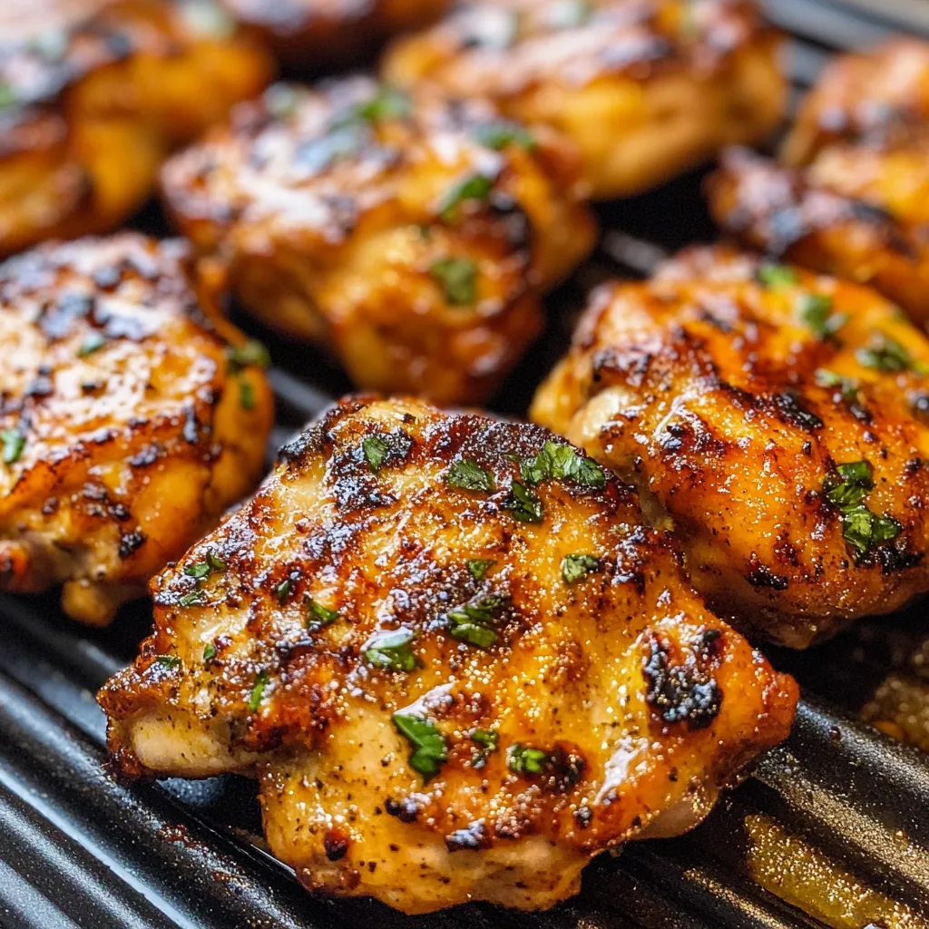 Grilled boneless chicken thighs.