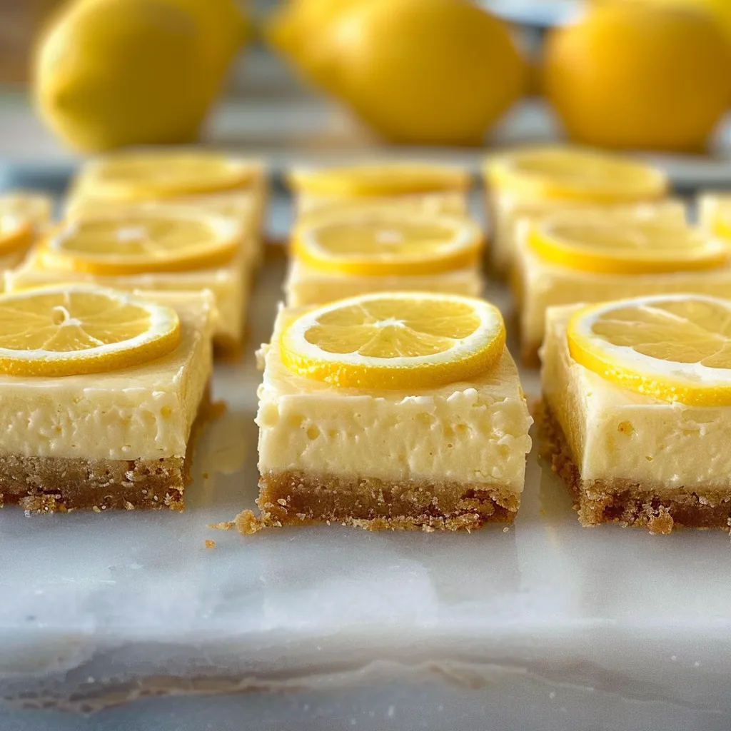 A tray of lemon cheesecake bars.