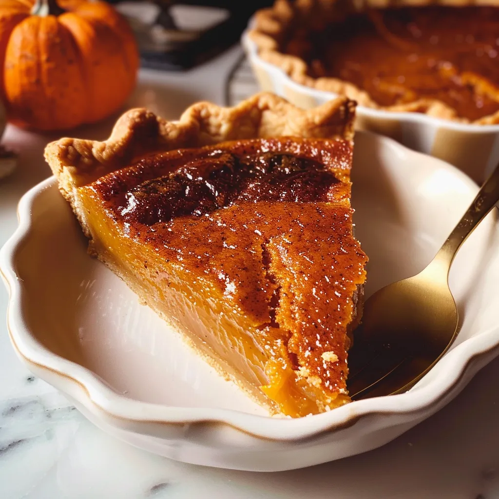 A slice of pumpkin pie brûlée.