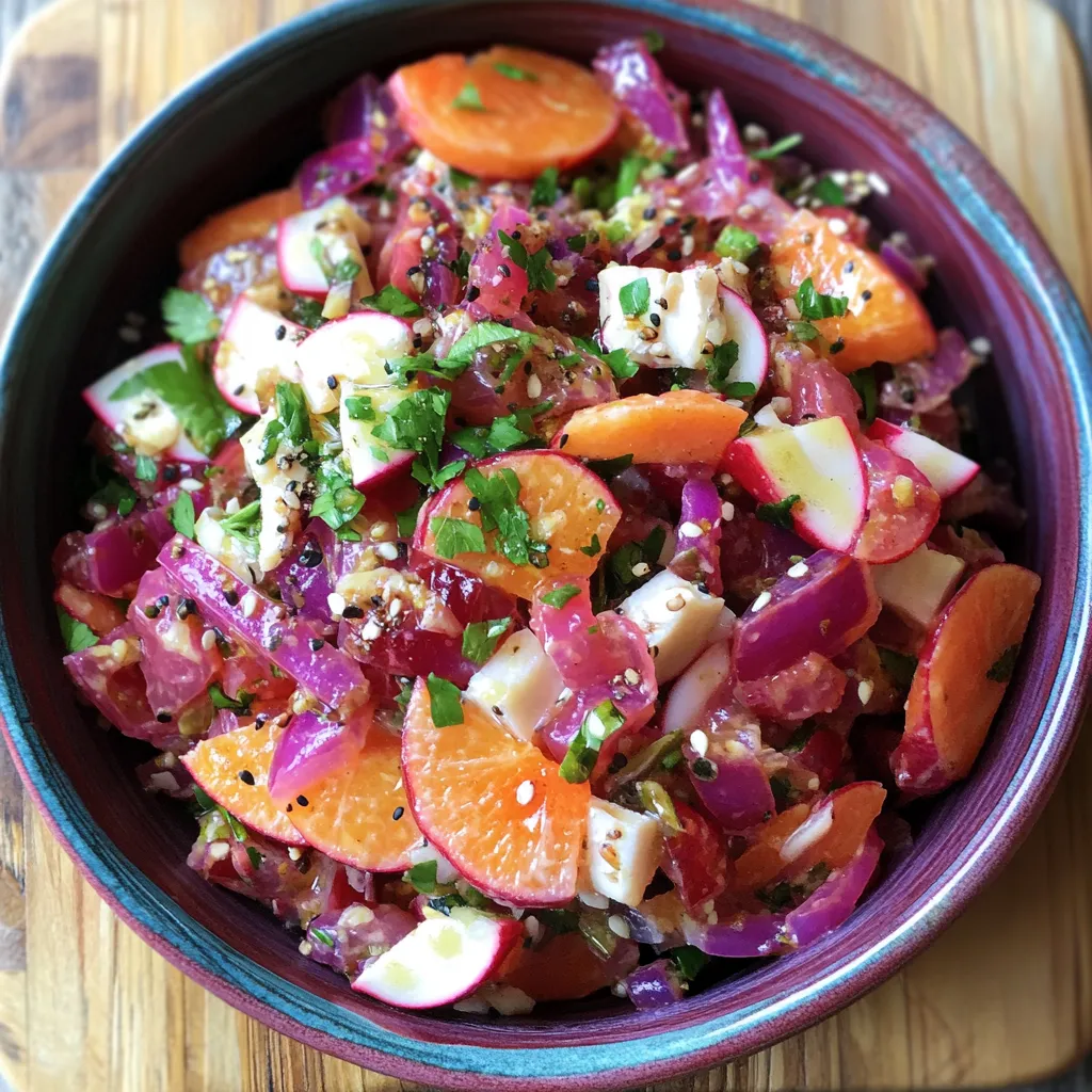 A bowl of red cabbage and buckwheat salad with feta.