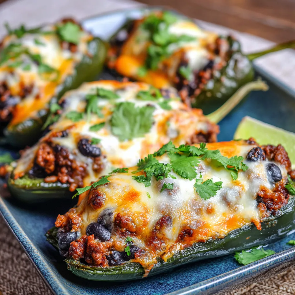 A plate of stuffed peppers.