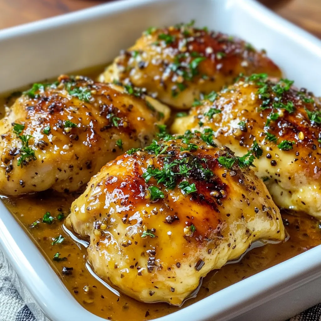 A plate of baked honey mustard chicken.