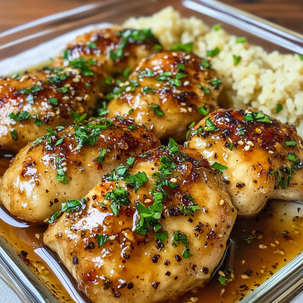 A dish of baked honey mustard chicken.