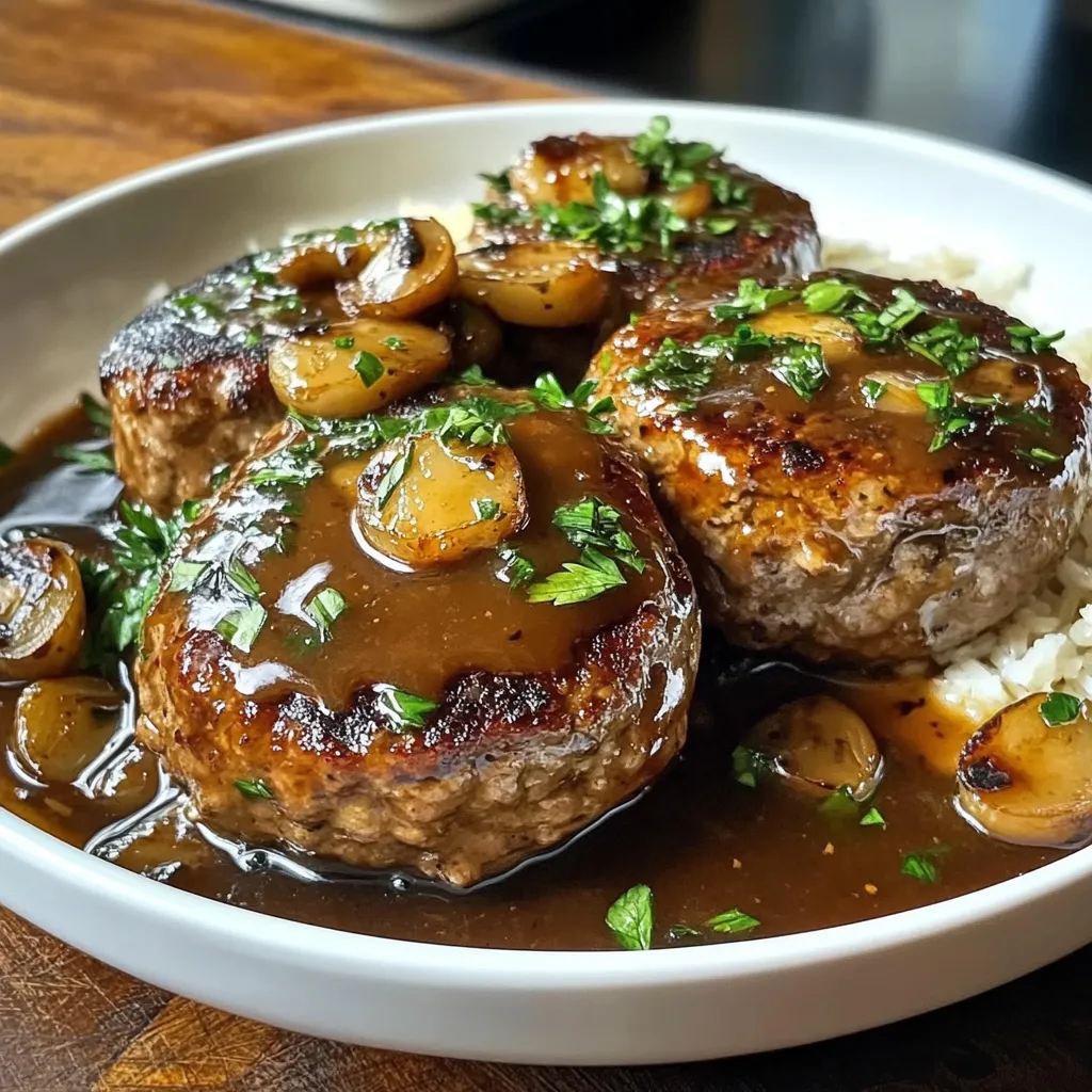 A plate of meat covered in gravy.