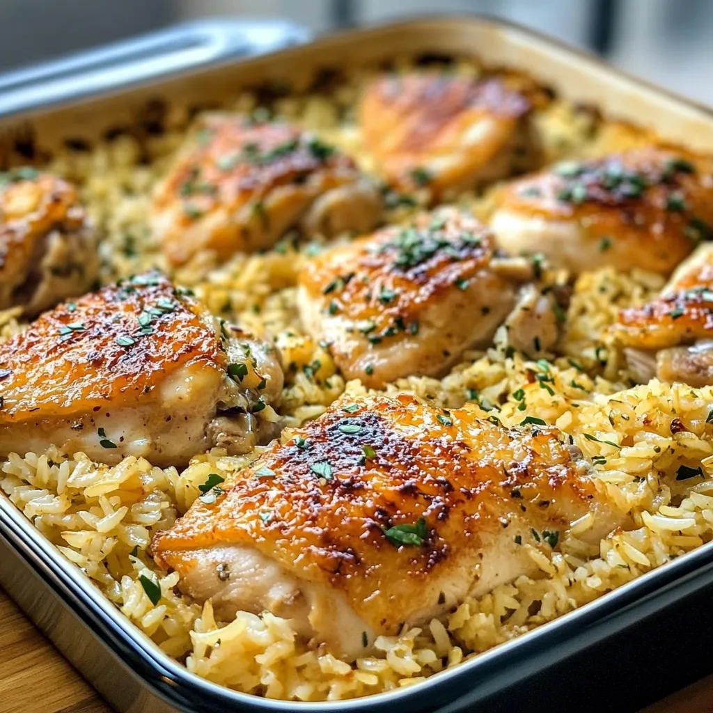 A pan of rice and chicken.