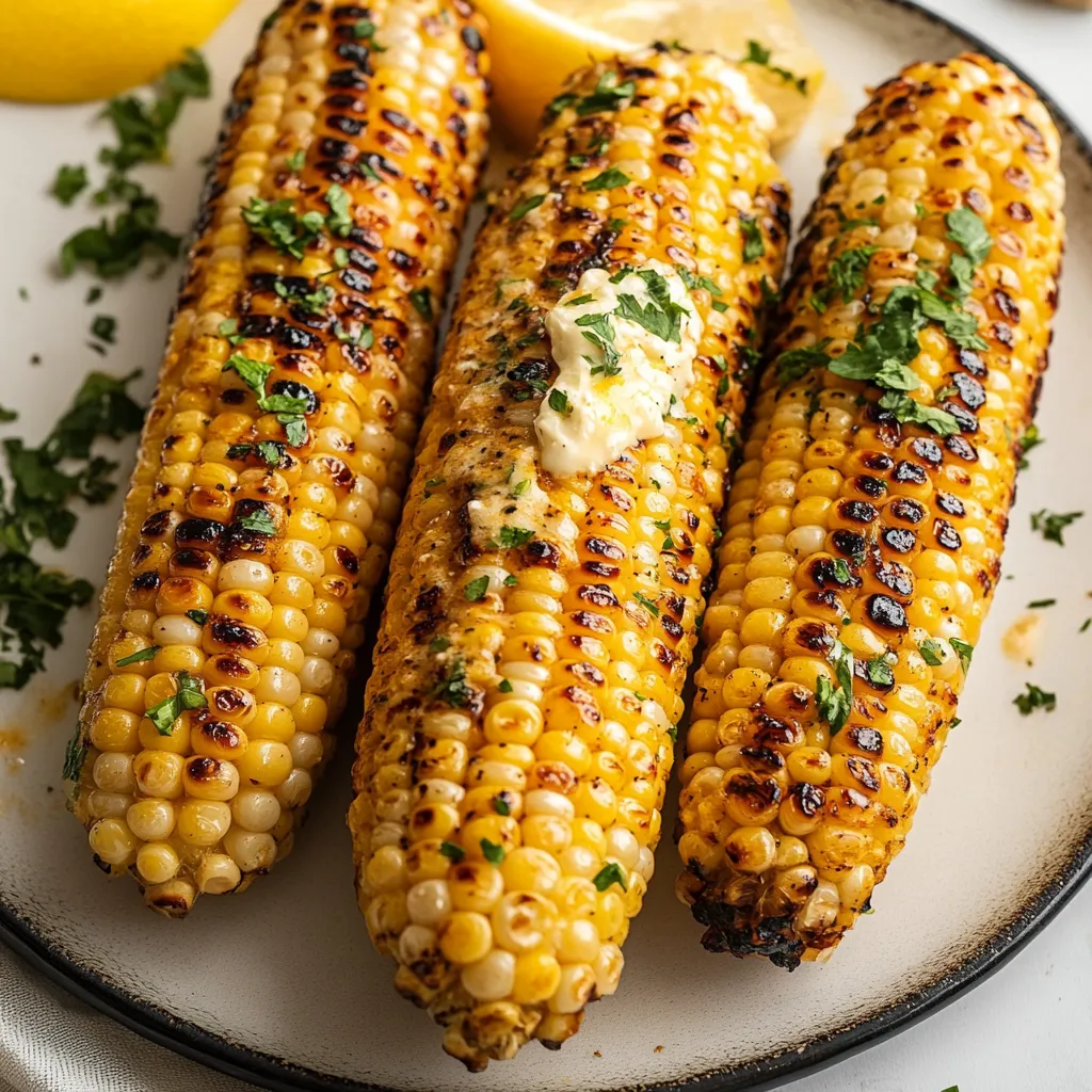 Grilled corn with butter and lemon.