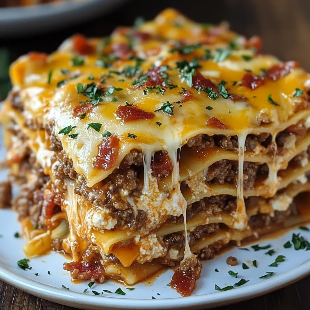 Parmesan Garlic Turkey Bacon Cheeseburger Lasagna