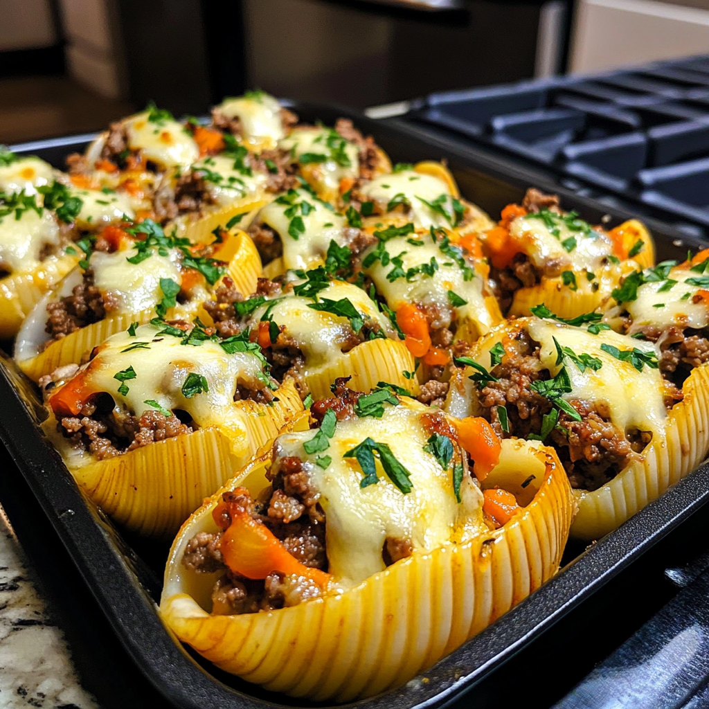 Jumbo Pasta Filled with Cheesesteak