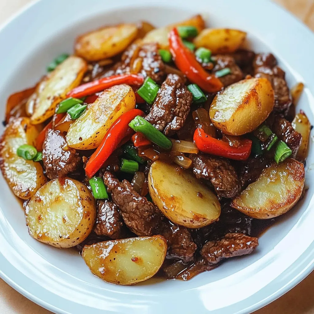 Golden Potatoes with Saucy Beef