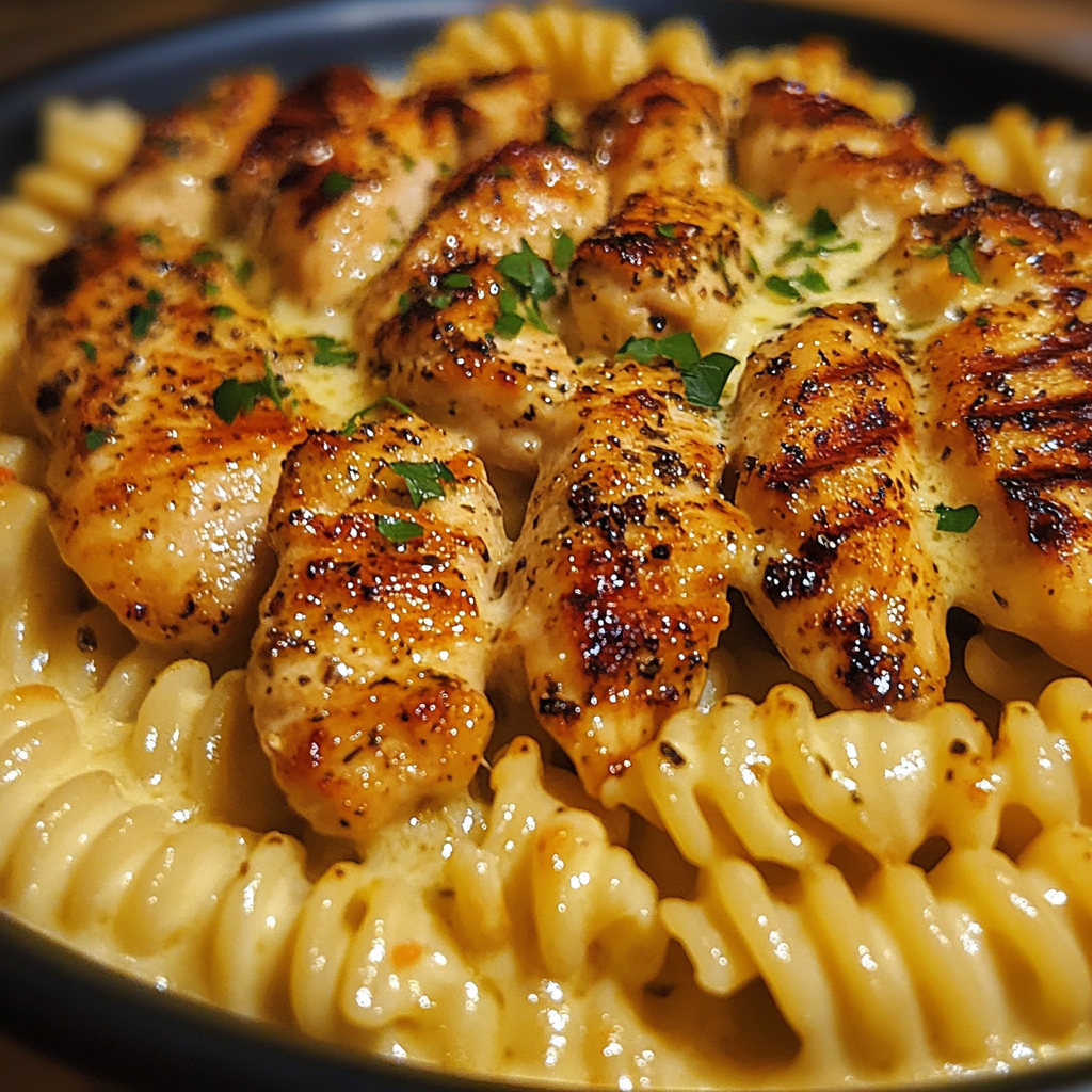 Comforting Garlic Butter Chicken with Rotini Pasta