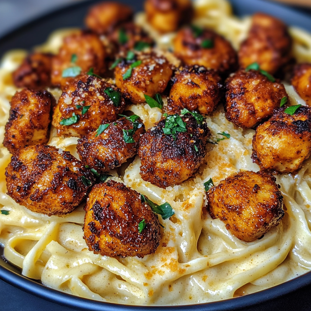 Creamy Garlic Chicken Fettuccine Dish