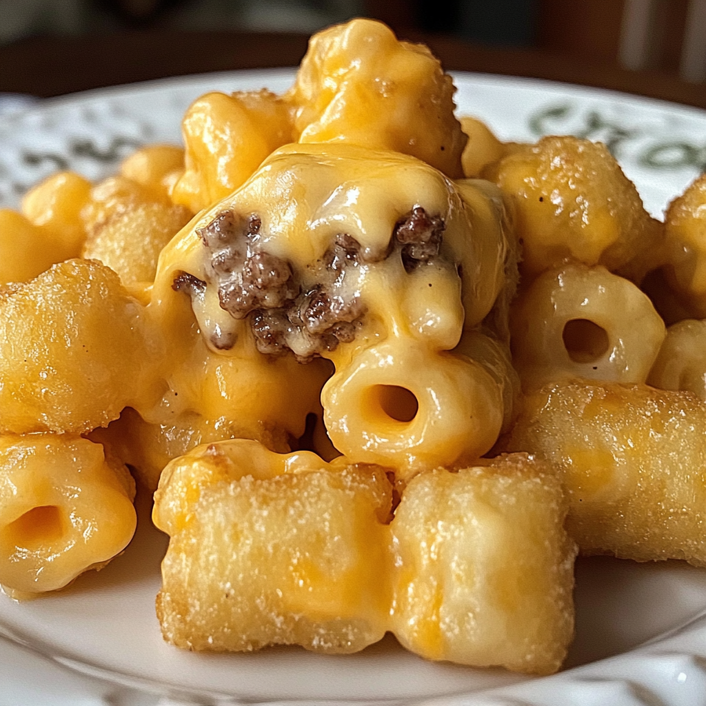 Tater Tots Filled with Mac & Cheeseburger Heaven