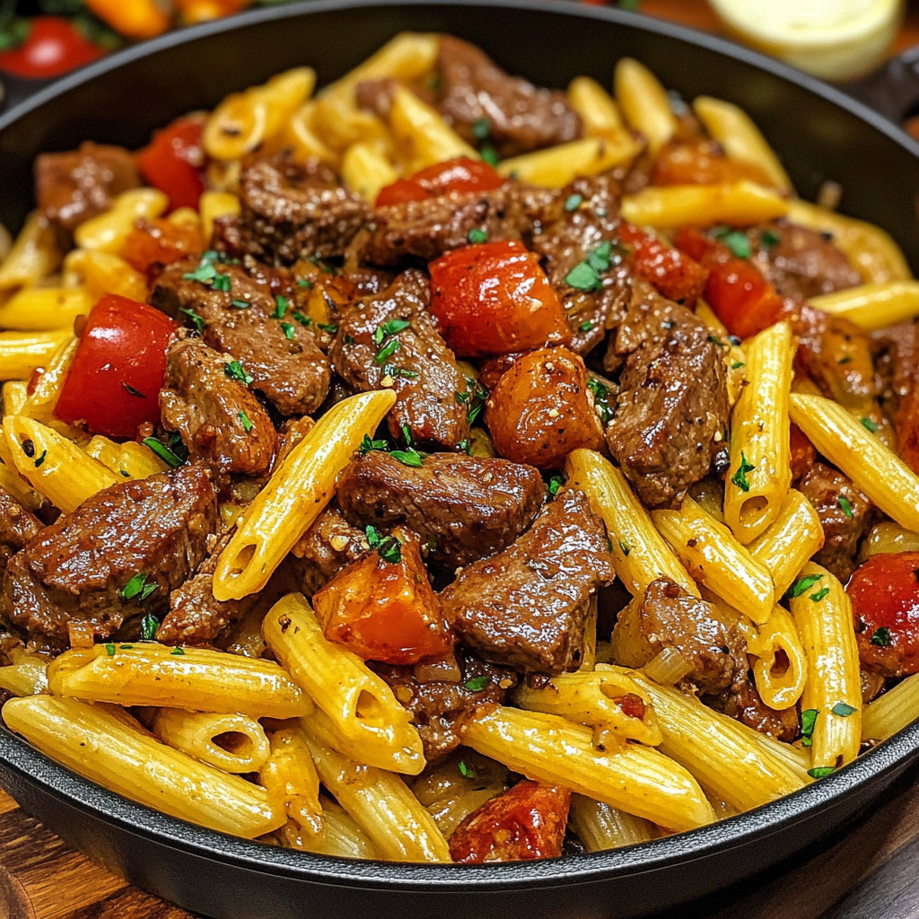 Delicious One-Pot Zesty Pasta with Steak
