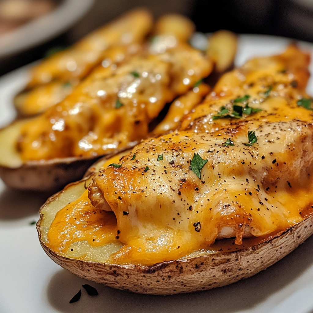 Stuffed Crispy Chicken Potato Skins