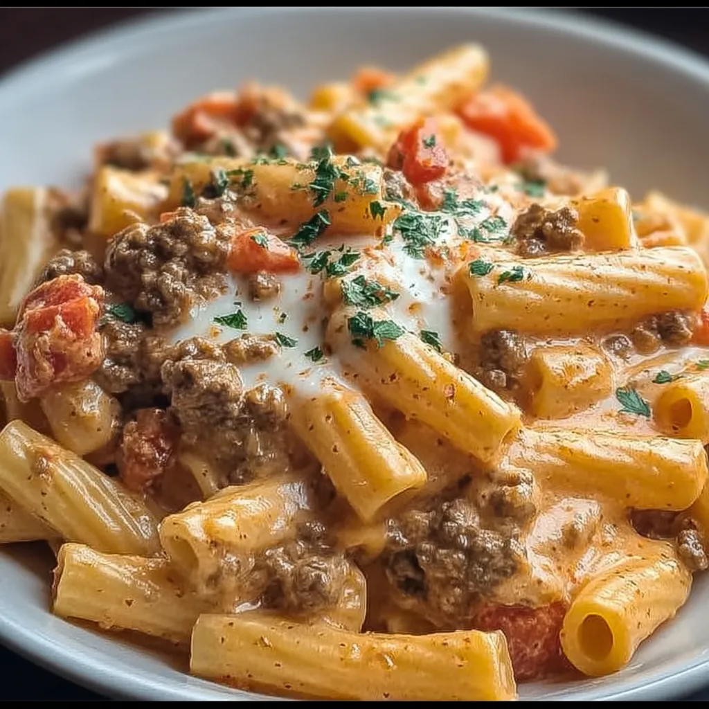 Zesty Rotel Pasta with Cheesy Ground Beef