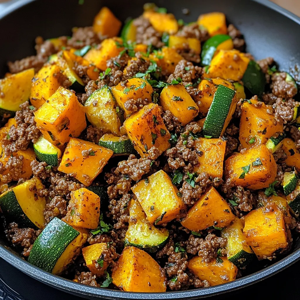 Beef Sweet Potato Zucchini Skillet Meal