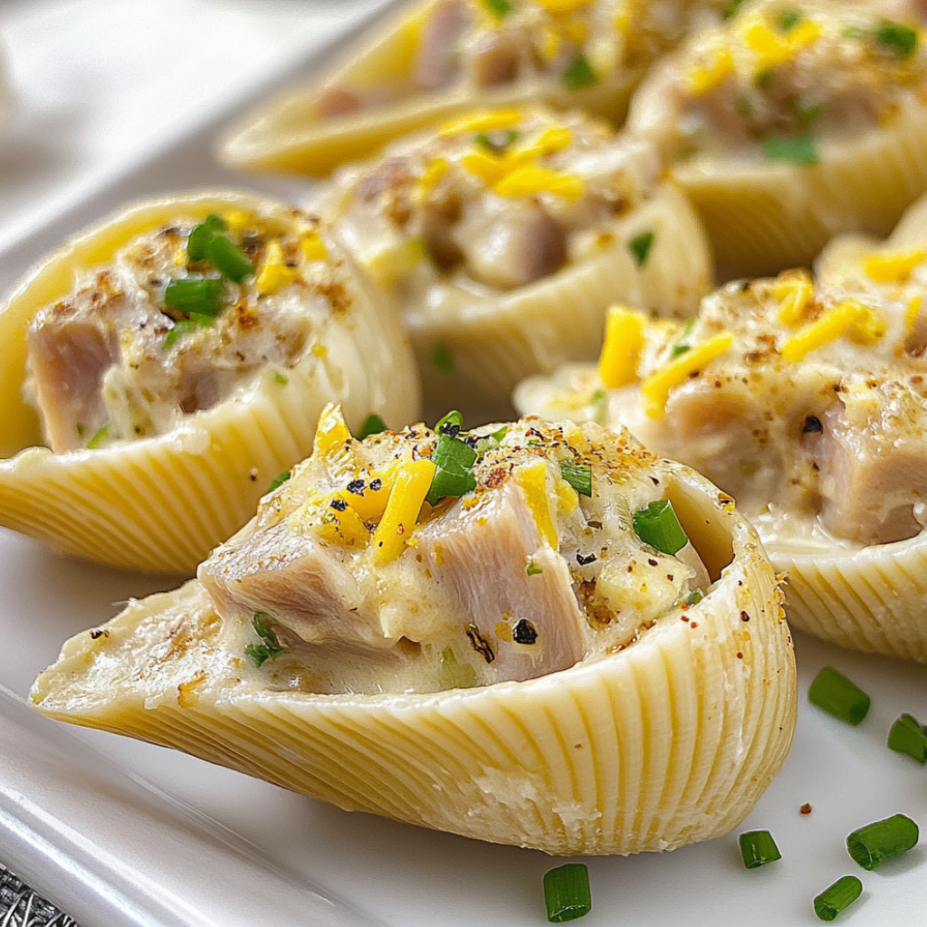 A plate of tuna stuffed shells.