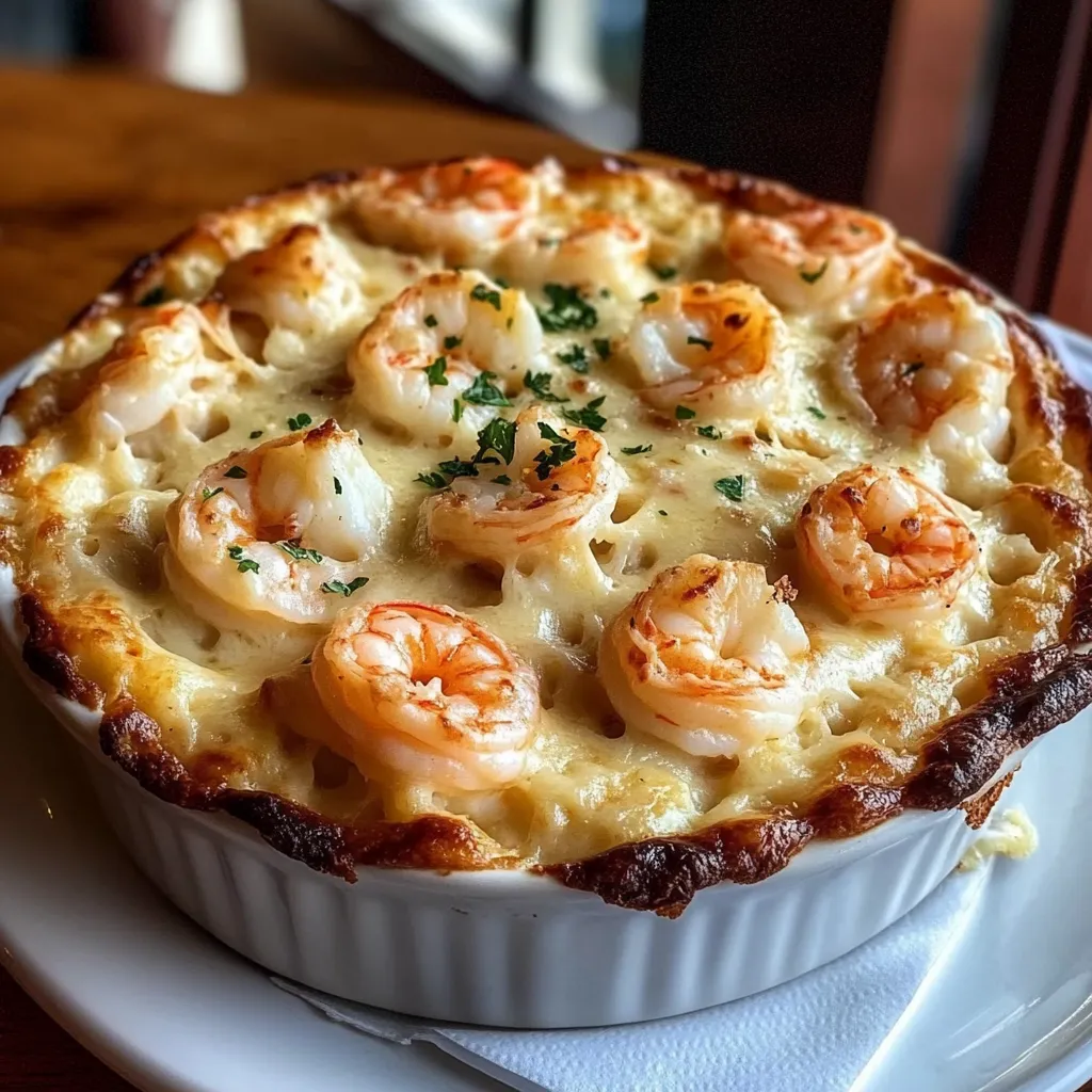 A dish with shrimp and crab in it.