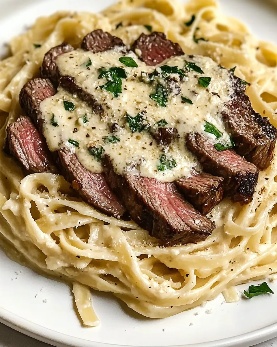 Creamy Alfredo Steak Pasta