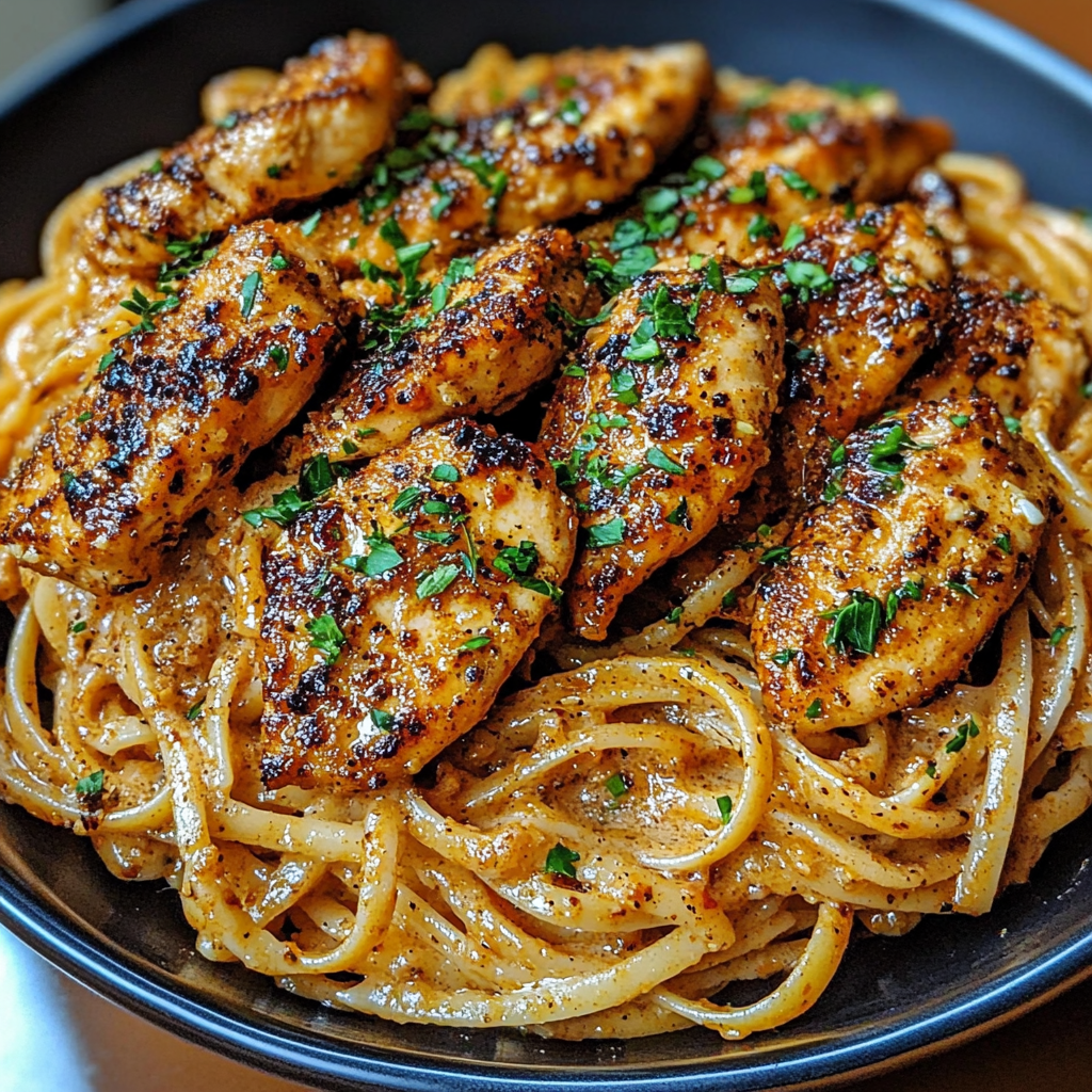 Creamy Cajun Chicken Linguine with Garlic and Parmesan