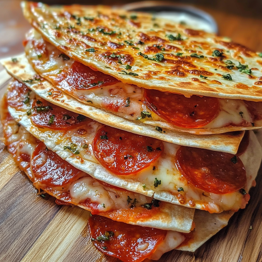 Pizza Quesadillas with Pepperoni