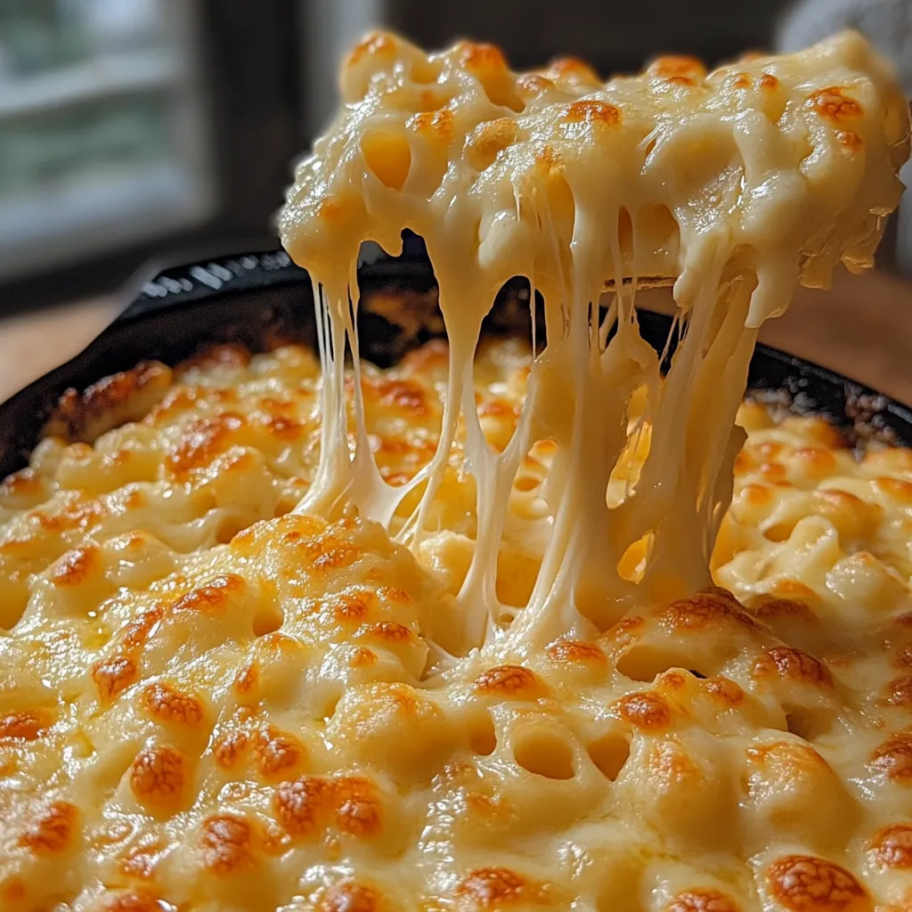 A close up of a bowl of 5 cheese crack and cheese.