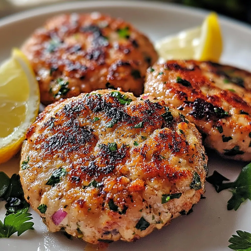 A plate of Mediterranean chicken patties.