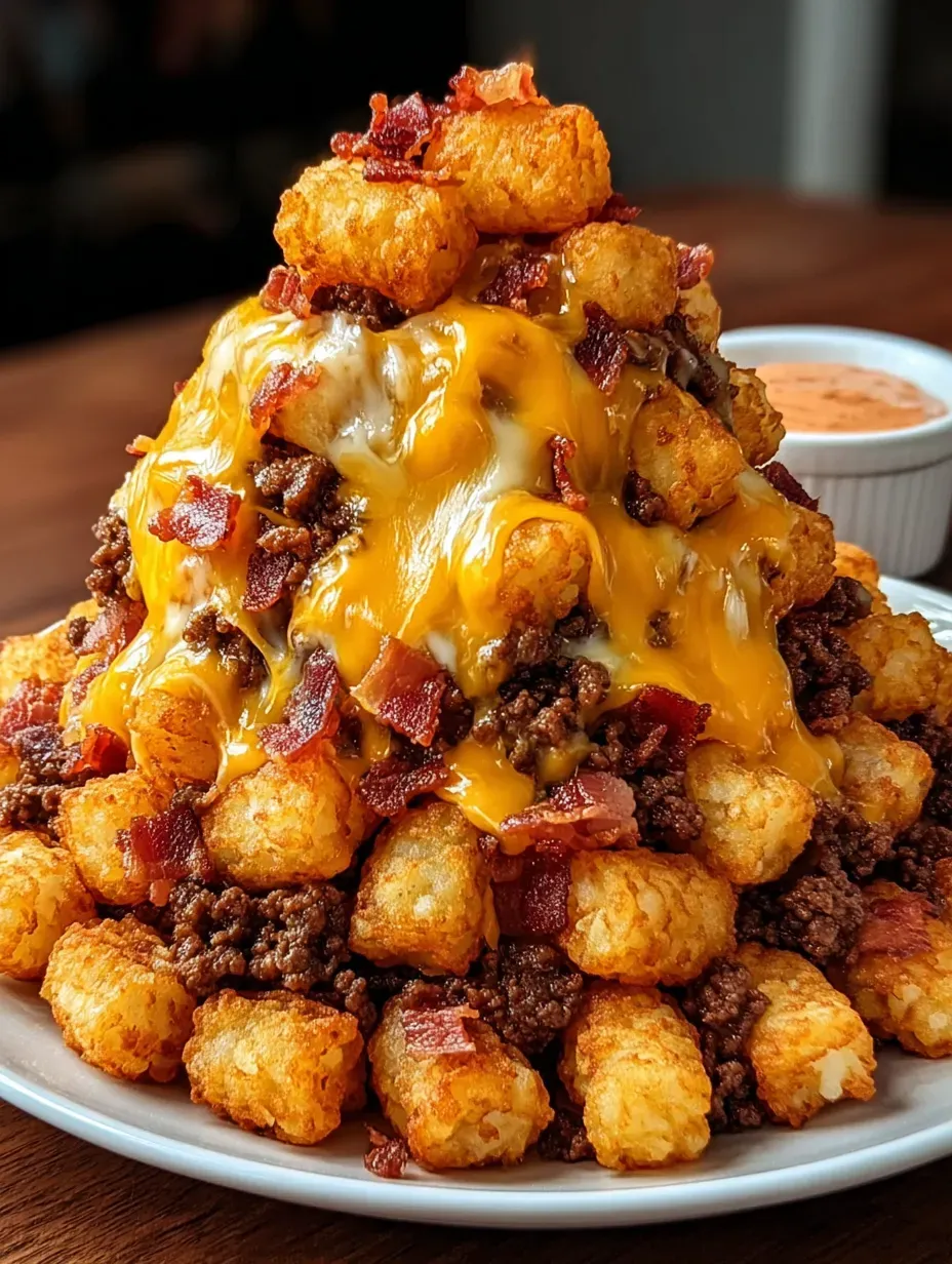 A plate of bacon cheeseburger tater tots.