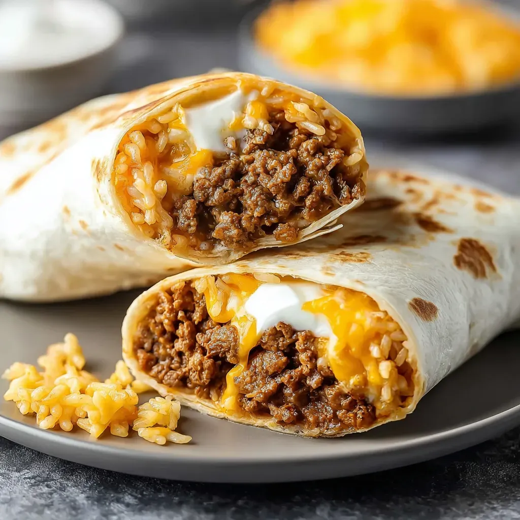 A burrito with beef and cheese.