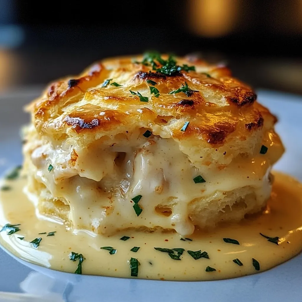 A crab stuffed cheddar bay biscuit with a lemon butter sauce.