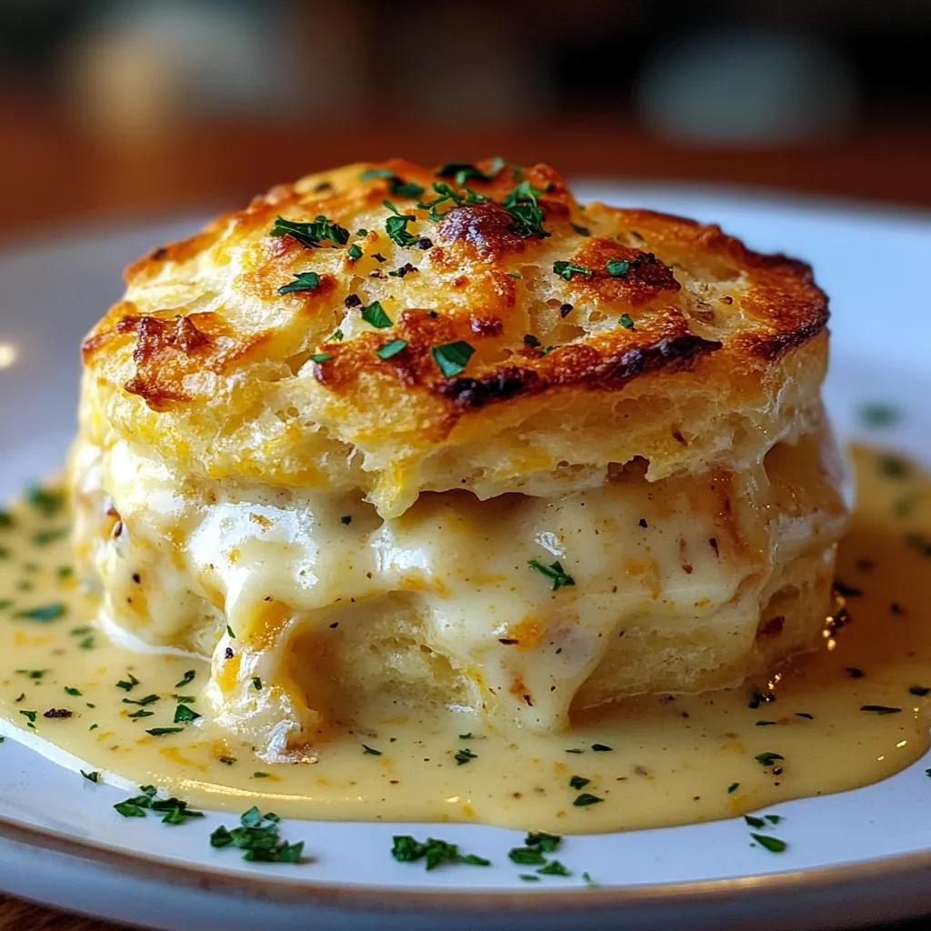 A crab stuffed cheddar bay biscuit with a lemon butter sauce.