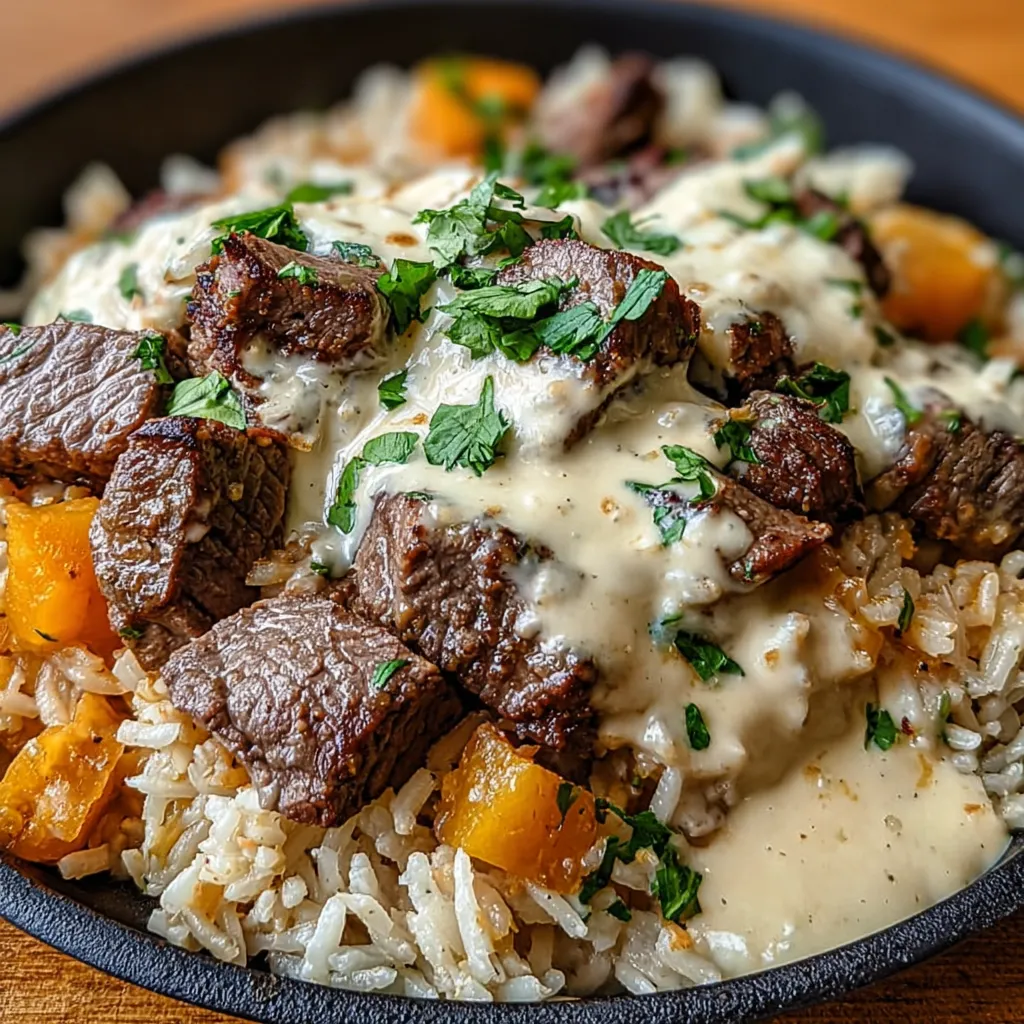 Cheesy Steak and Rice Bowl