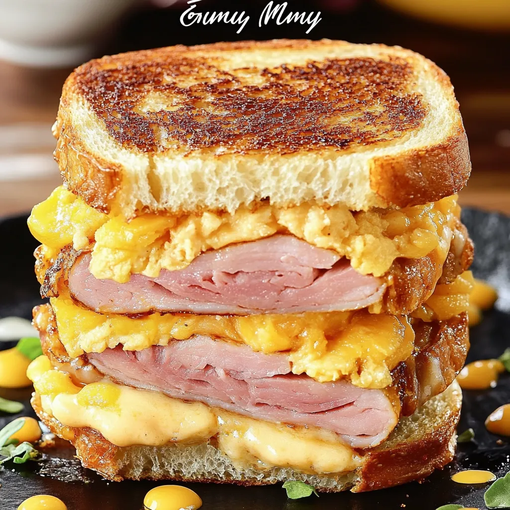 A stack of ham and cheese sandwiches.