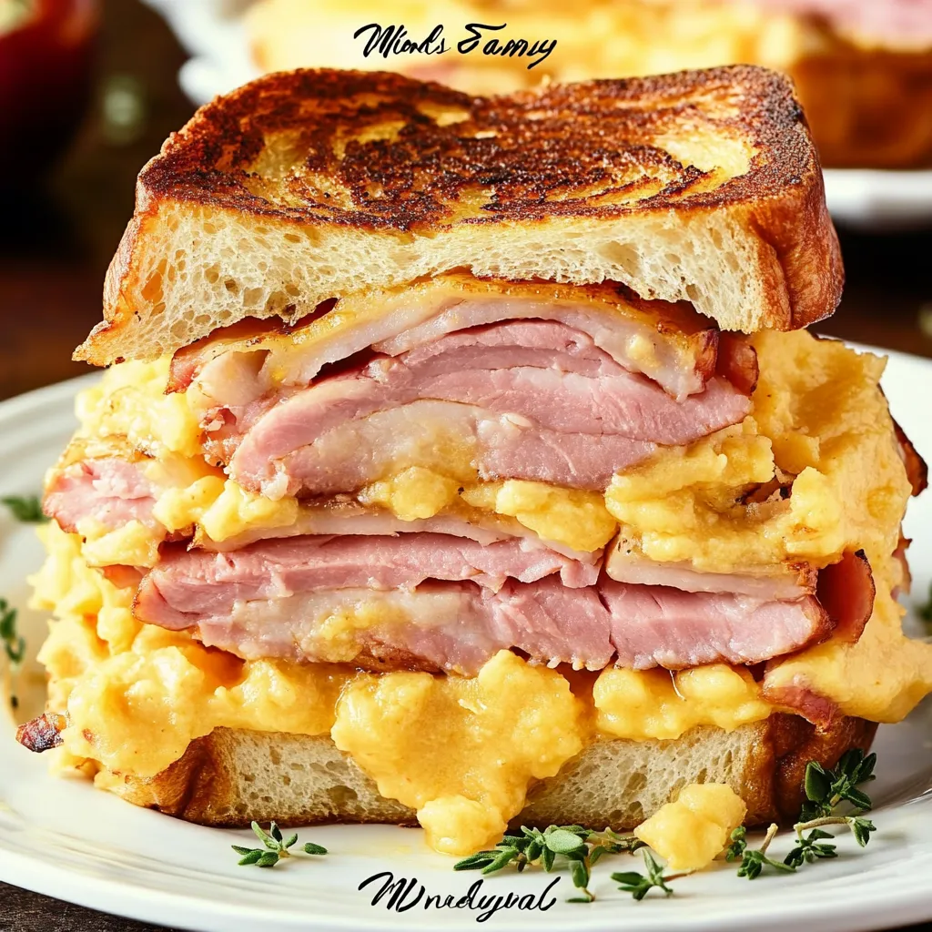A stack of ham and cheese sandwiches.