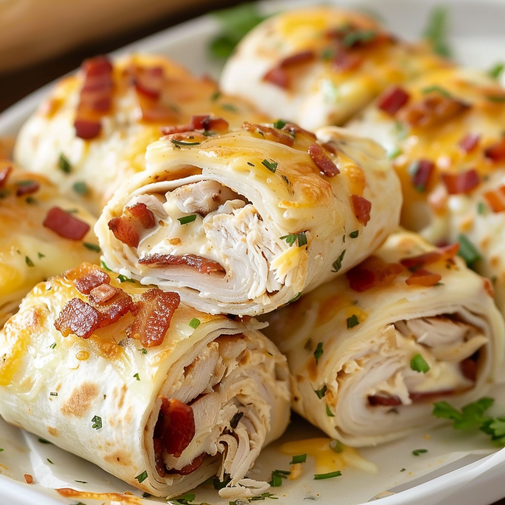 Chicken Ranch Roll-Ups on a plate.
