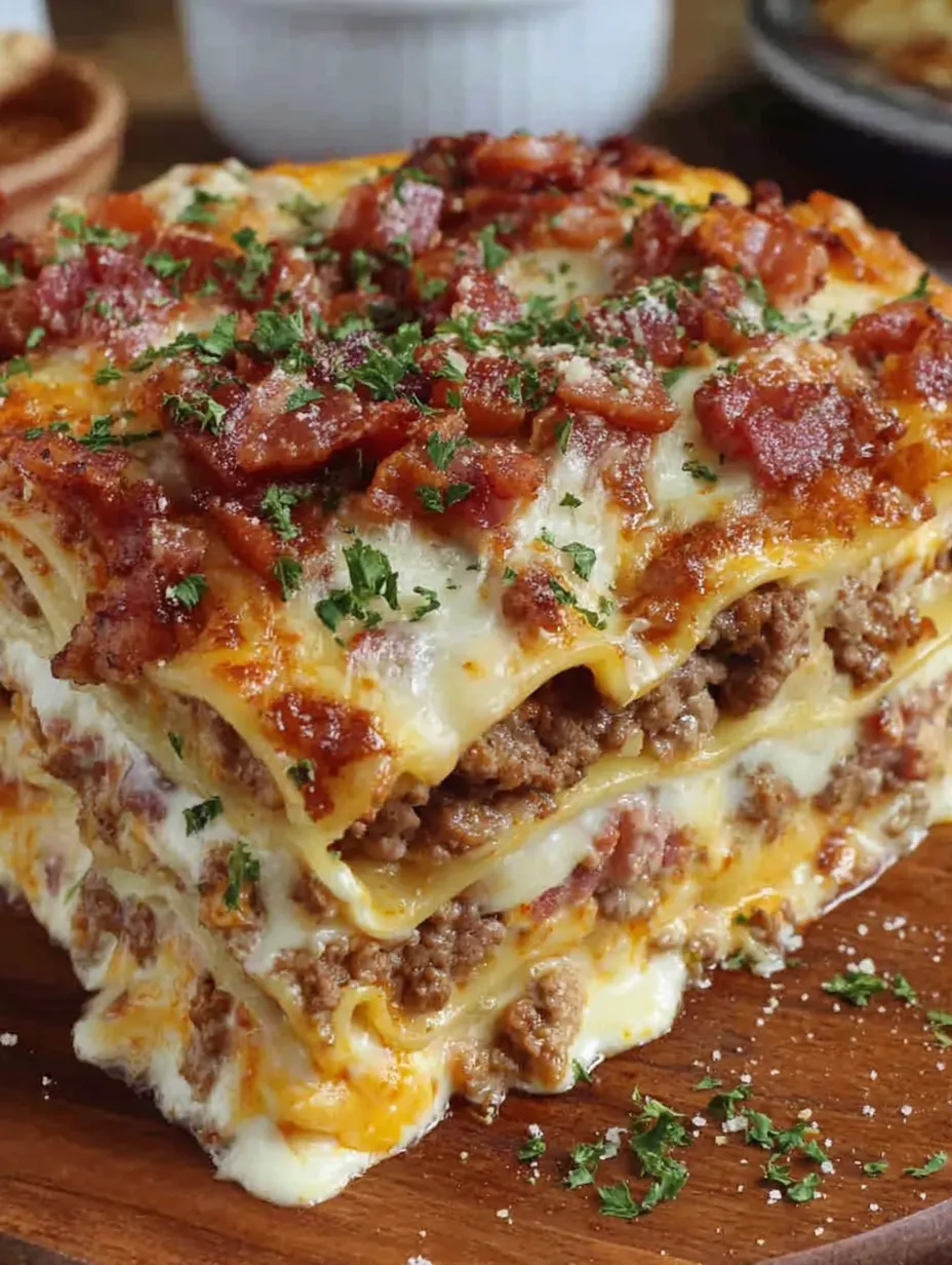 Parmesan Garlic Bacon Lasagna