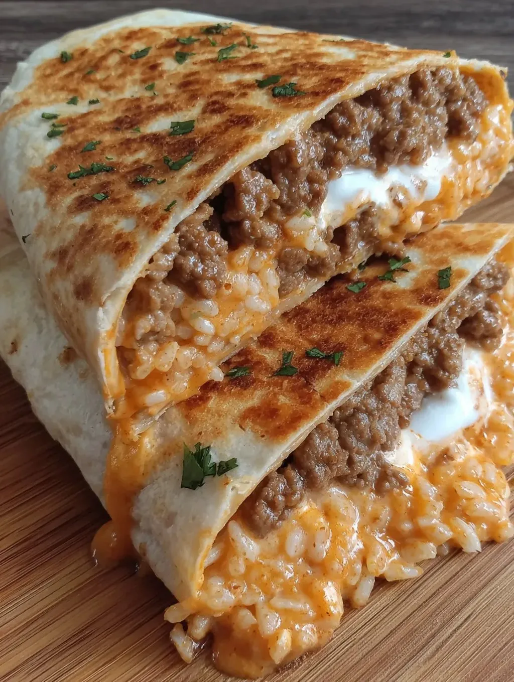 A delicious grilled cheese burrito.