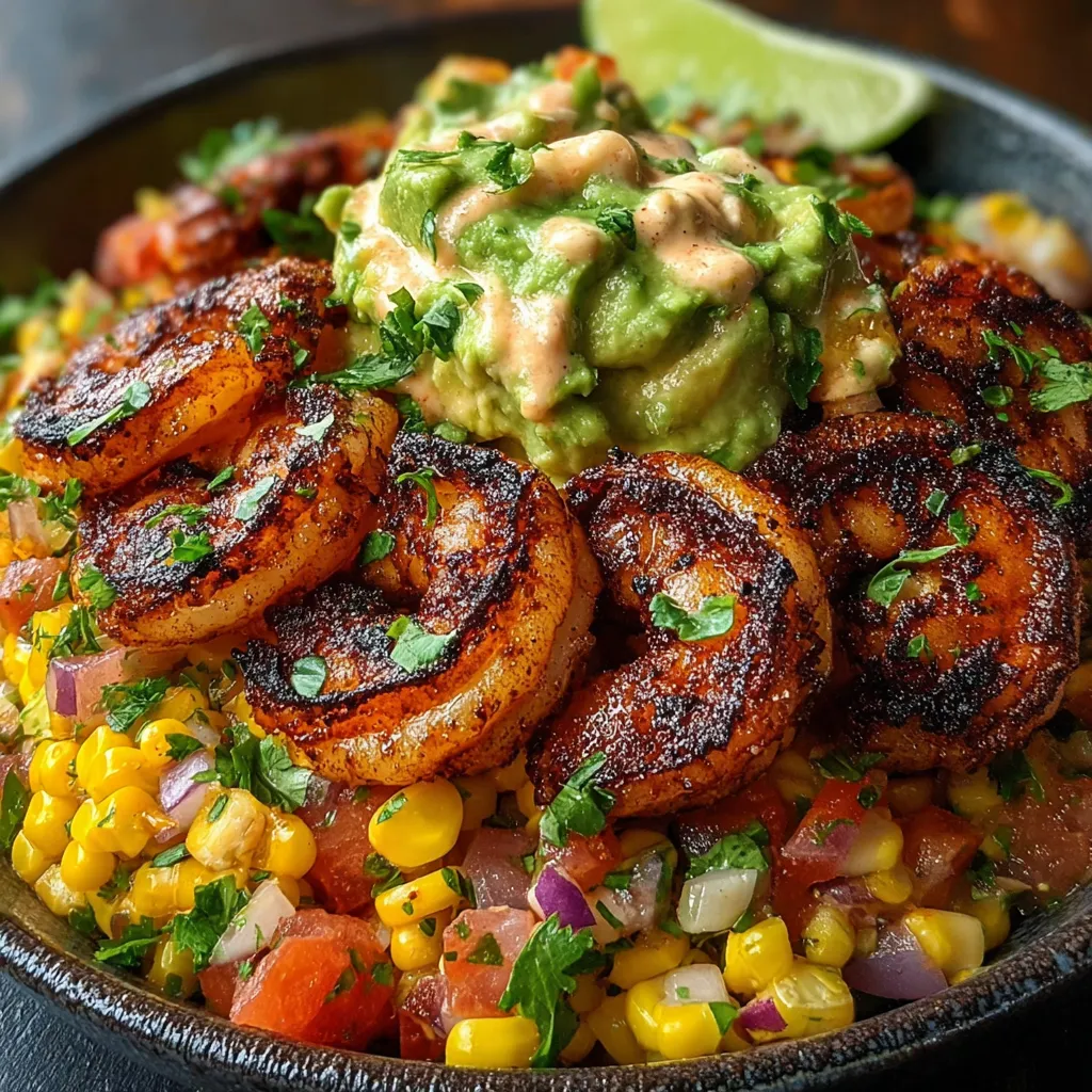 Shrimp with Avocado and Corn Salsa