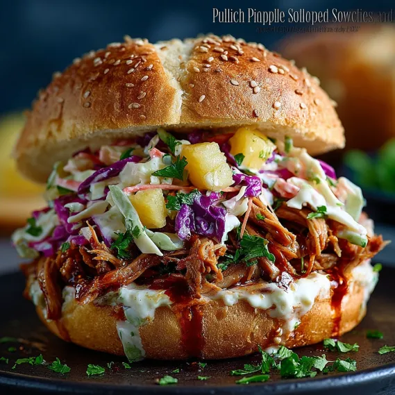A Pulled Pork Sandwich with Pineapple Coleslaw.